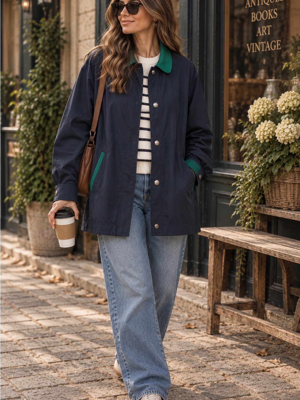 Innovations by Izzi Vintage Navy & Green Jacket β Womenβs Large